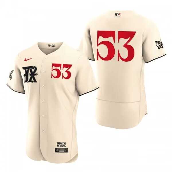 Men's Texas Rangers #53 Adolis Garcia Cream 2023 City Connect Flex Base Stitched Baseball Jersey Dzhi
